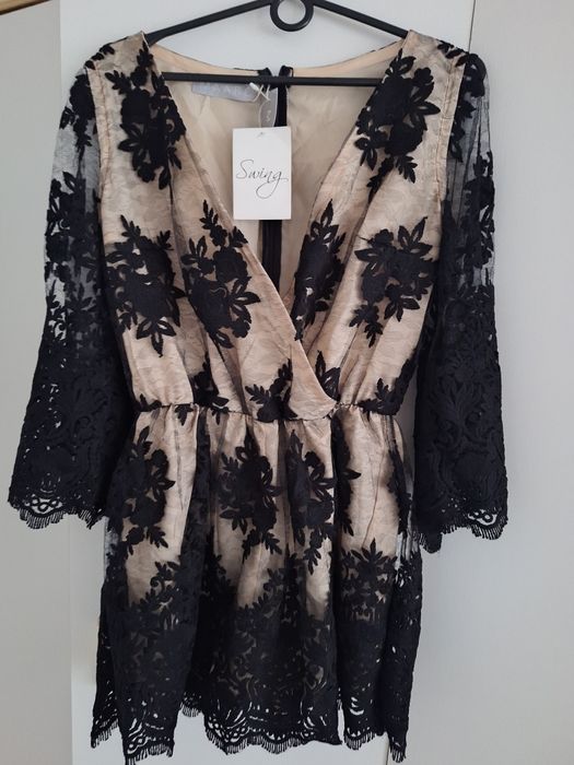 Kombinezon sukienka Swing z koronką elegancka