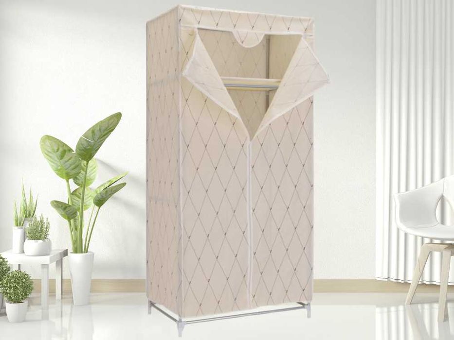 Wieszak Garderoba Szafa Składana Materiałowa na Ubrania Beż 160cm