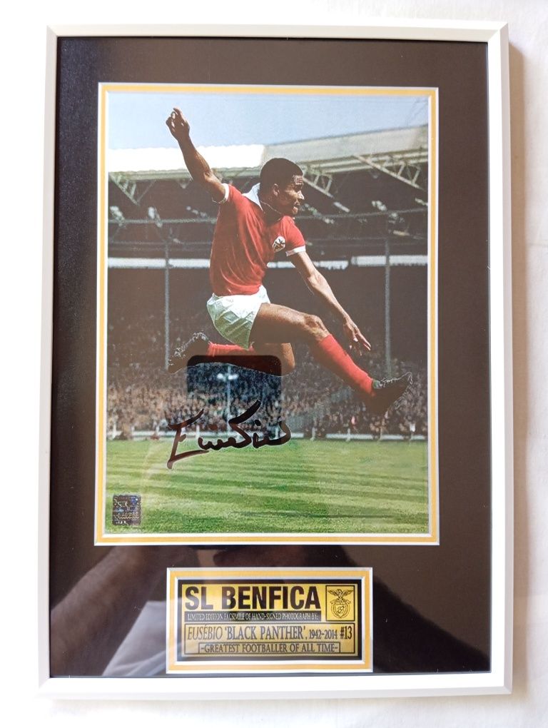 Moldura Benfica Eusébio com Autógrafo (A4)