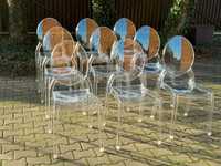 Wynajem krzeseł transparentnych ślub, komunia, impreza w ogrodzie