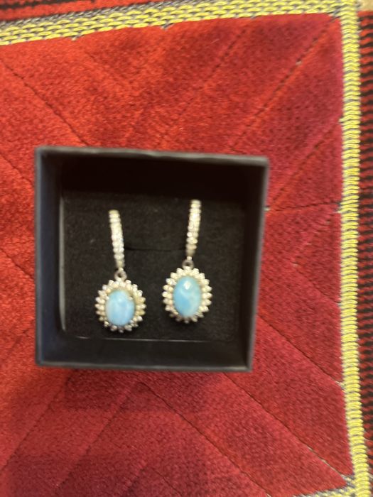 Сережки, срібло 925 , кульчики з натуральним ларімаром