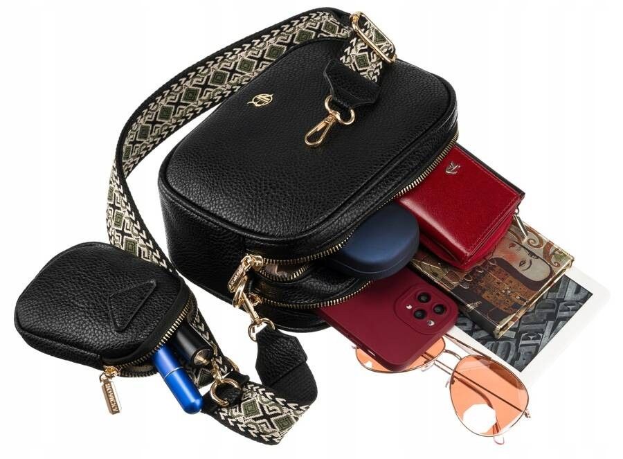 listonoszka damska ze skóry ekologicznej z odpinaną portmonetką