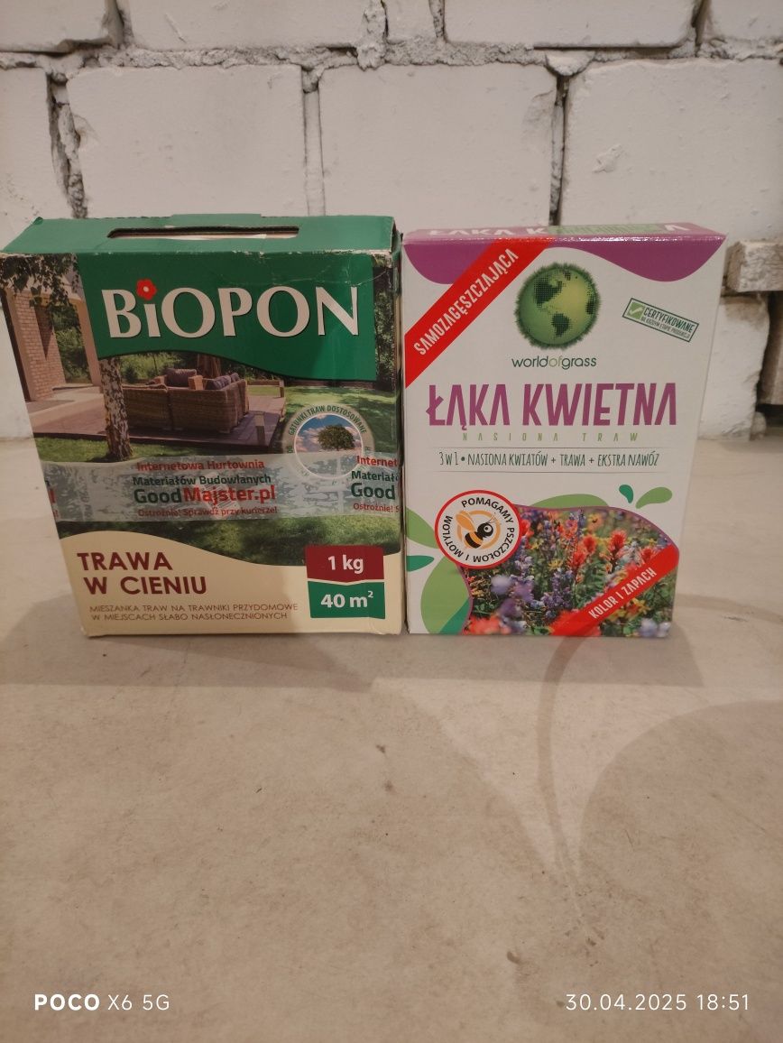 Zestaw nawóz do trawnika 10kg, trawa w cieniu i łąka kwietna 1 kg