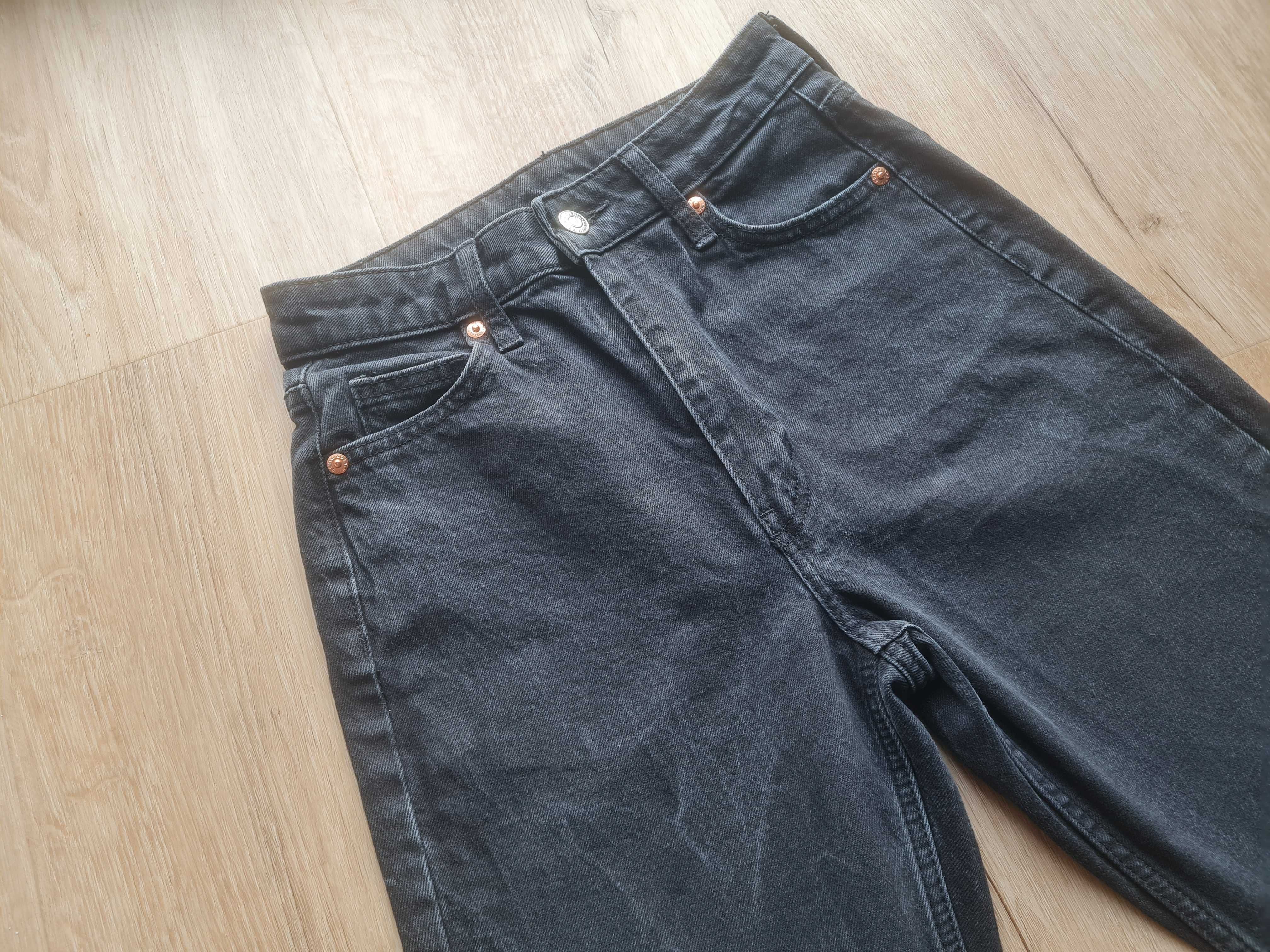 Spodnie jeansowe czarne High Waist Vintage Straight prosta nogawka