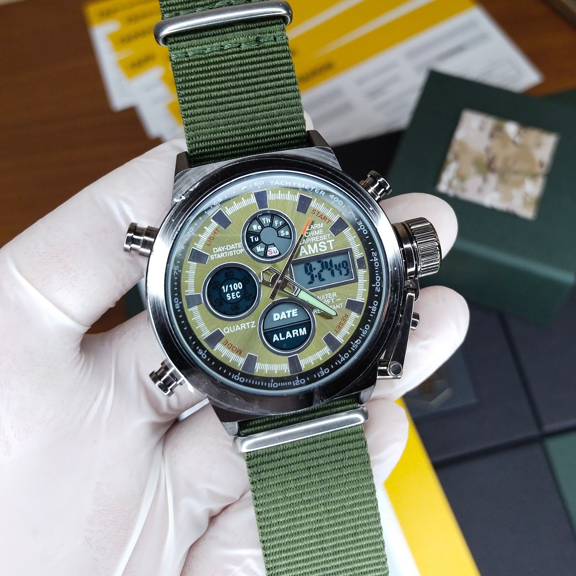 Годинник чоловічий військовий AMST мужские военные часы + коробка ЗСУ