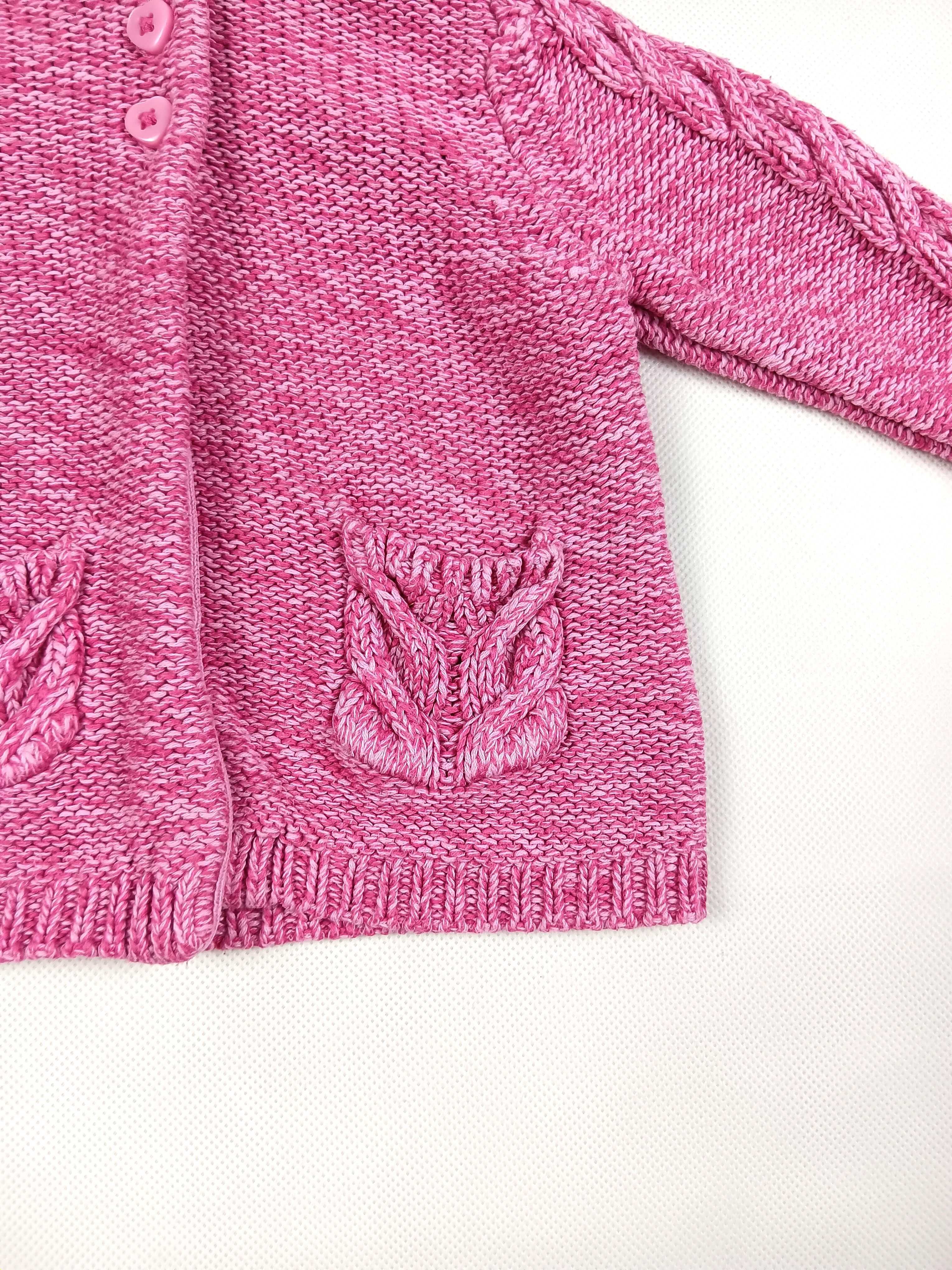 Różowy rozpinany sweterek dziecięcy z kapturem 68 /3-6 miesięcy