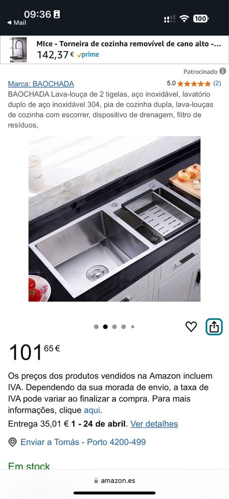 Lavatório duplo de aço imoxidável