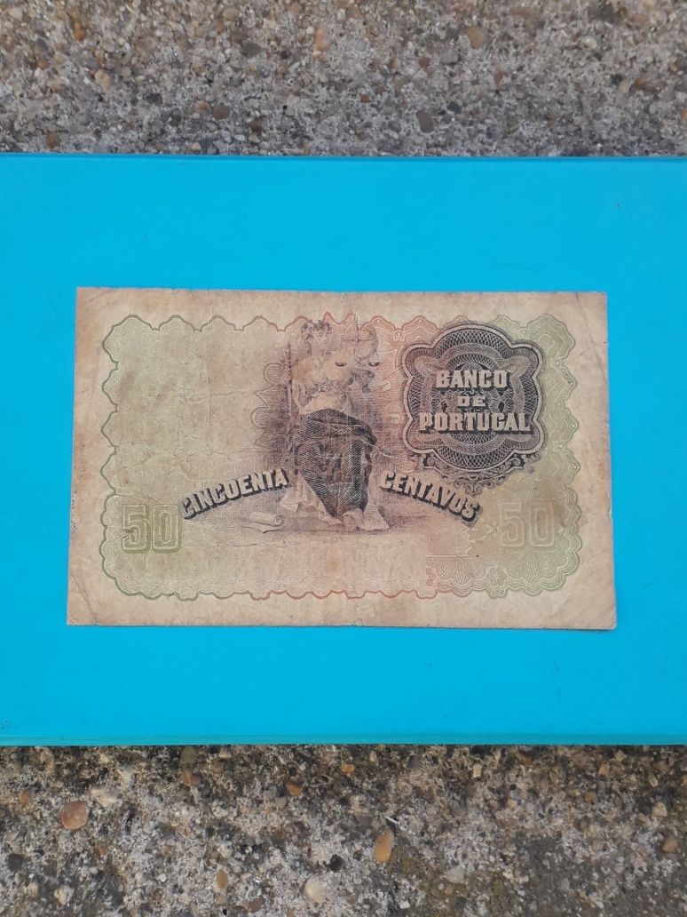 Nota 50 centavos 1918 Mulher com Barco na Mão