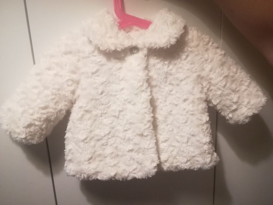 Conjunto casaco de pelo + camisola pinguim para 3-6 meses