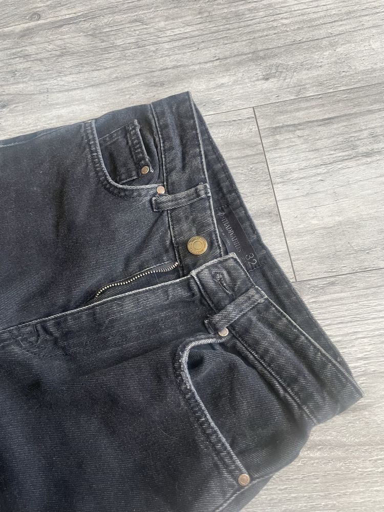 jeansy straight leg prosta nogawka czarne stradivarius 32 xs