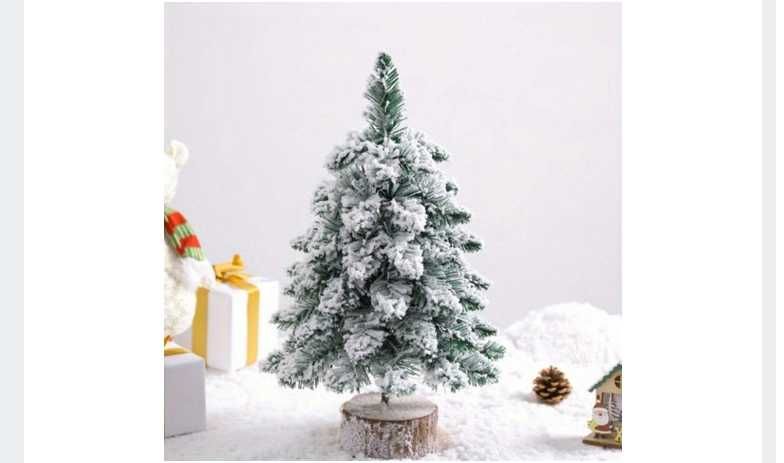 Choinka Ozdobna Dekoracyjna Sztuczna Na Pniu Pokryta Śniegiem 60cm