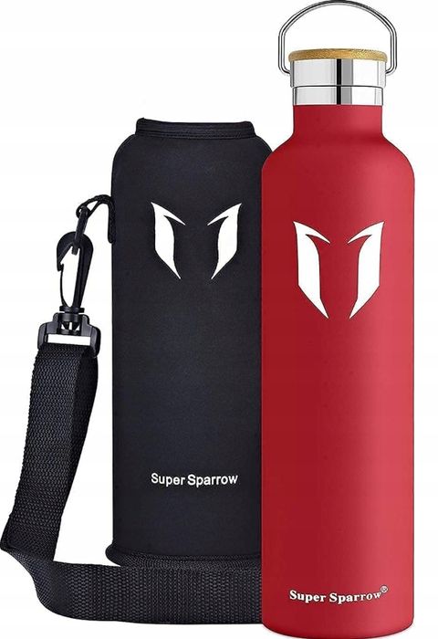 Termos, butelka Super Sparrow 1000 ml 1L stal nierdzewna czerwony