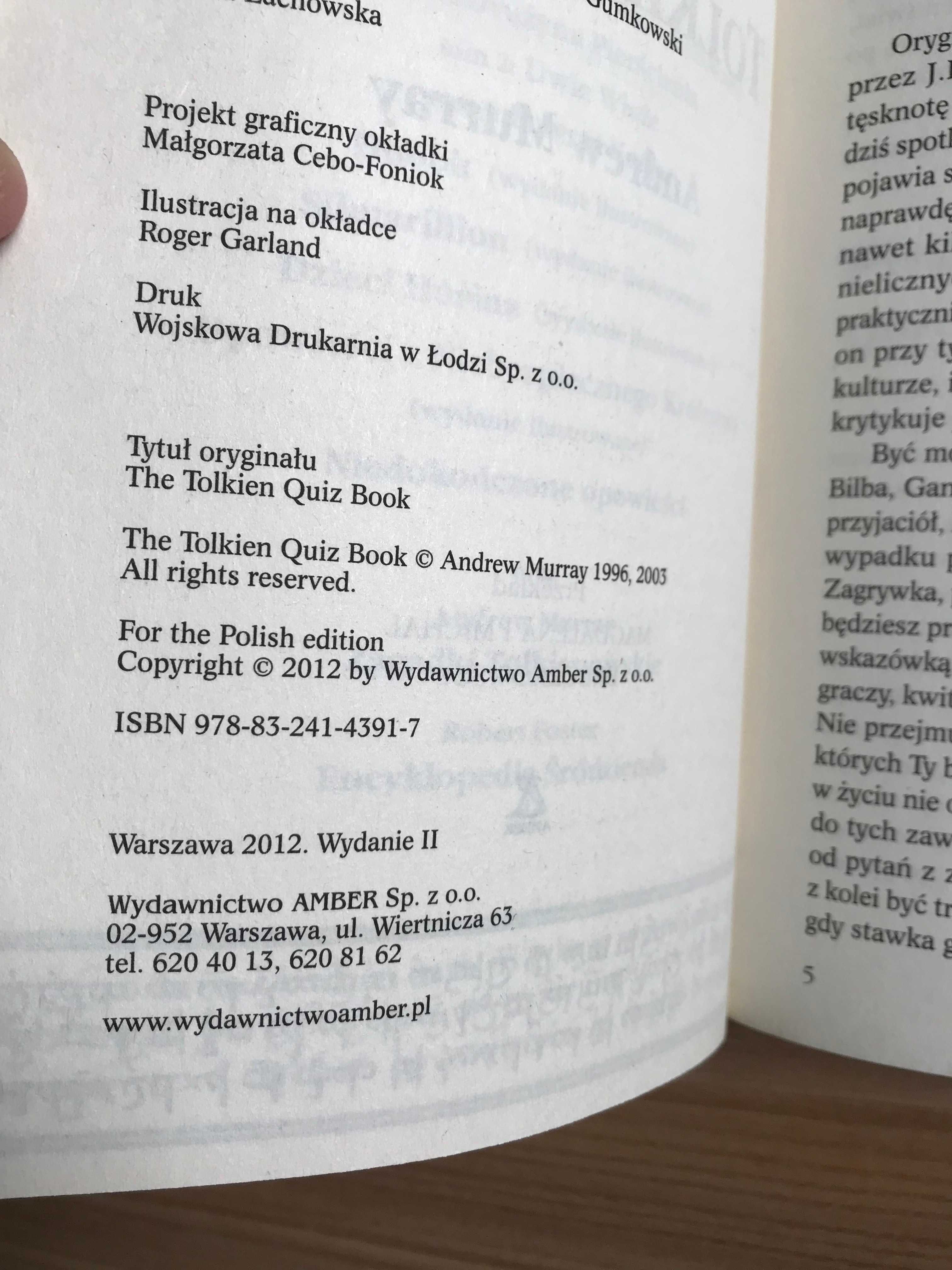 Zagadki Tolkienowskie Amber miękka Andrew Murray Tolkien Hobbit