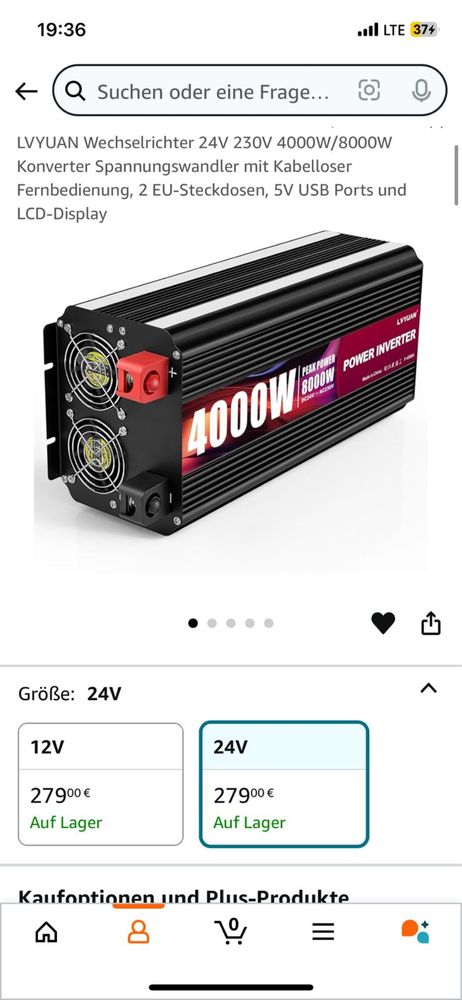 Інвертор живлення DC24V~AC230V 4000W