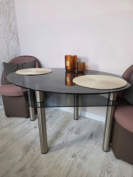 Zestaw stół szklany i fotele