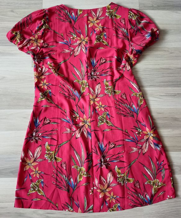 Only Nova Lucy letnia sukienka malinowa rozpinana krótki rękaw XXL 44