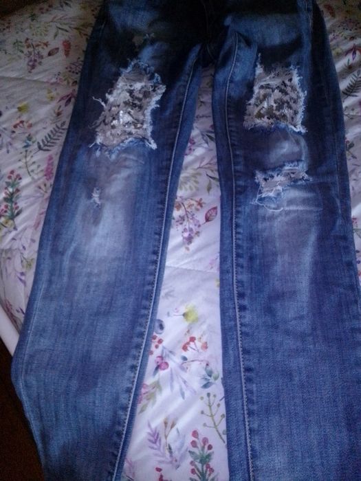 Jeans de ganga elástica azul escura