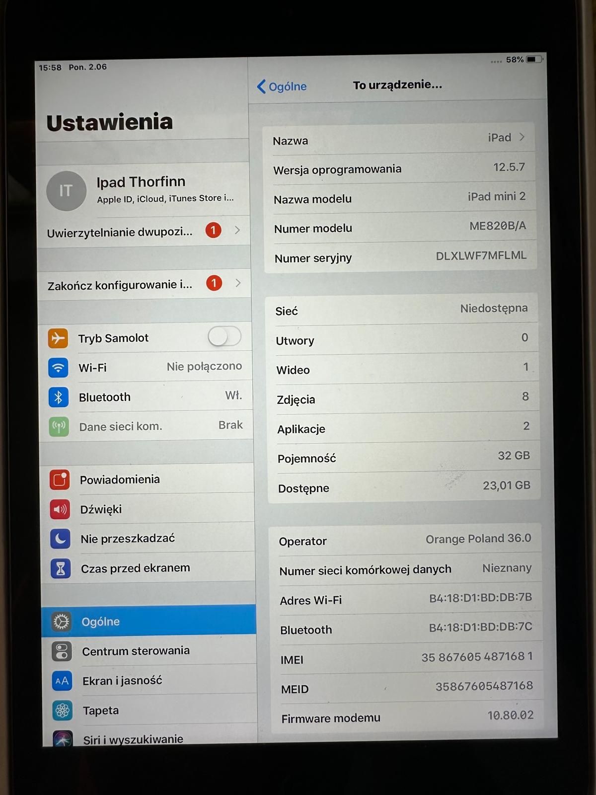 Ipad mini 2 z karta SIM, idealny na oglądanie i na auto, (mapy youtube