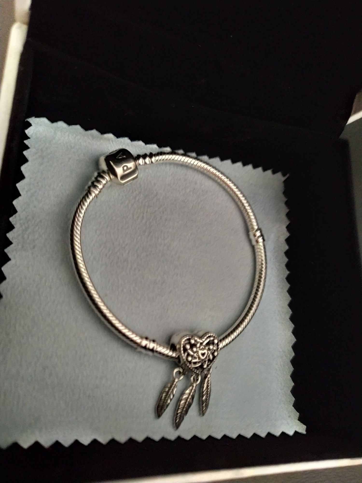Bransoletka Pandora + charms łapacz snów + pudełko na prezent, Komplet