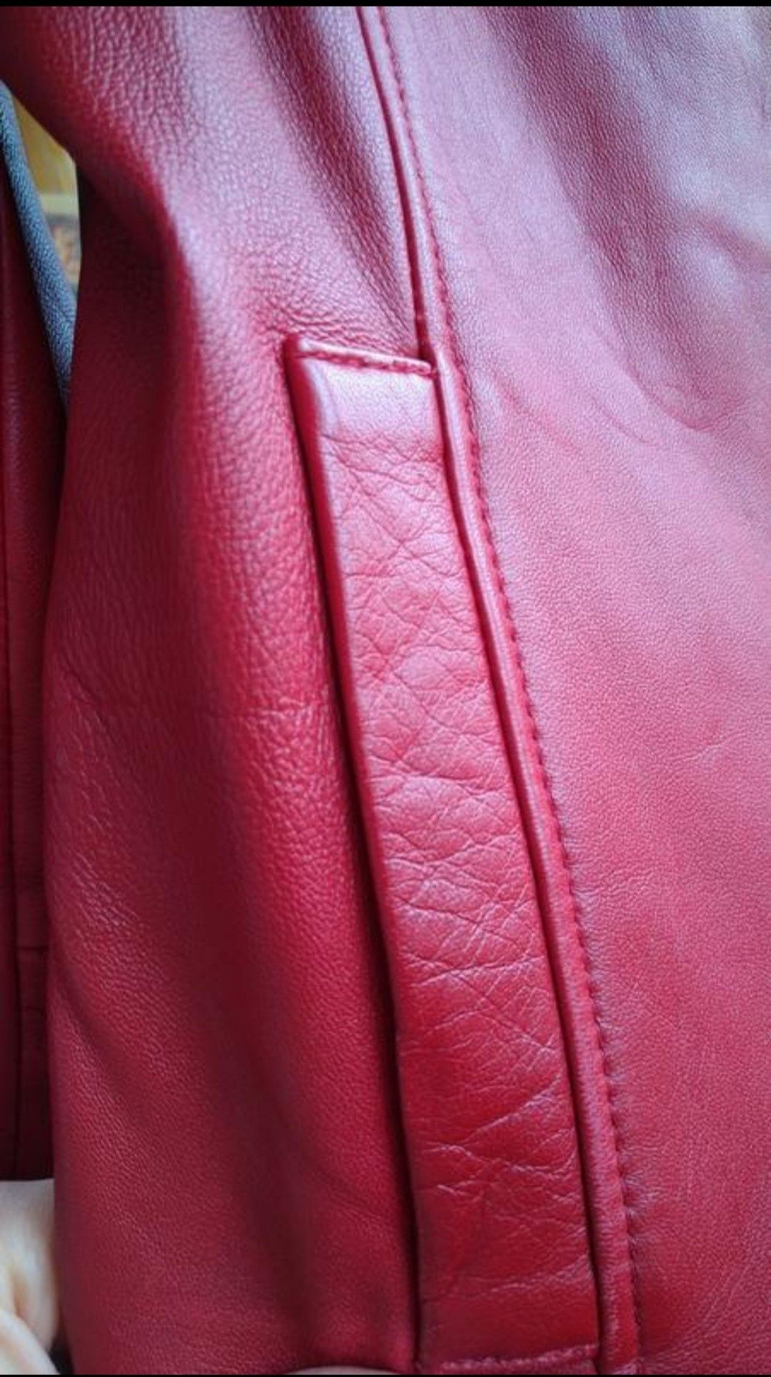Куртка из натуральной кожи бордового цвета, р.XS