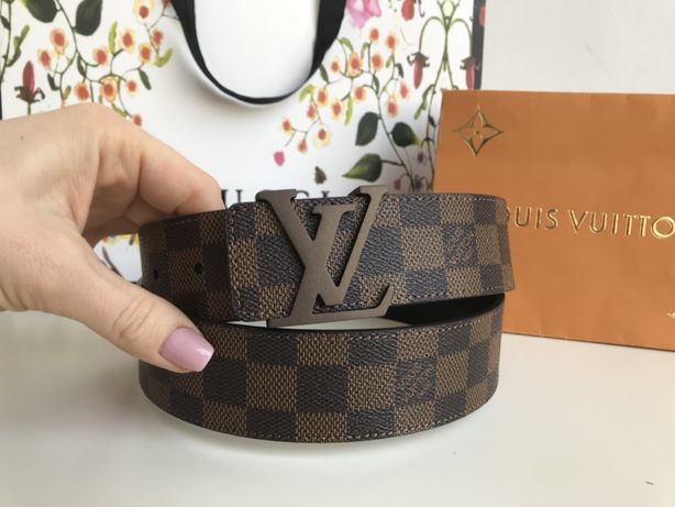 Louis Vuitton męski pasek brązowy krata premium prezent