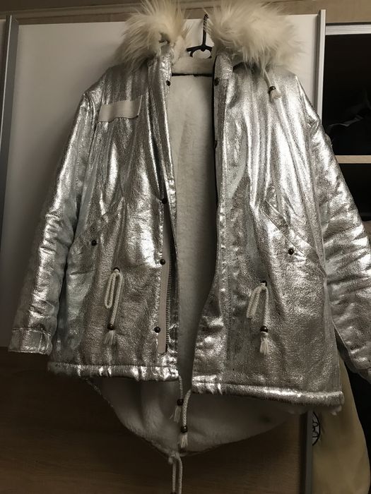 Парка зимова срібна дуже тепла на меху