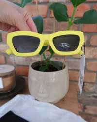 Okulary z filtrem przeciwsłoneczne Zara żółte oprawki retro vintage