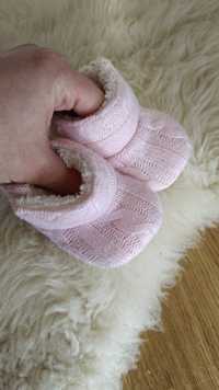 Теплі пінетки, черевики на ніжку 9-9.5 см рожеві в'язані утеплені