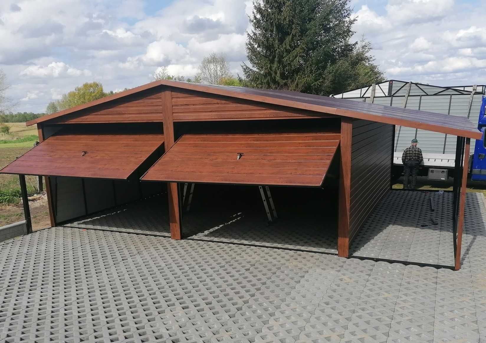 Garaż drewnopodobny blaszany 6x5+ 1,5 wiata, blaszak KOLORY/ROZMIARY