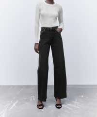 Джинсы Зара черные широкие джинсы Zara с высокой посадкой