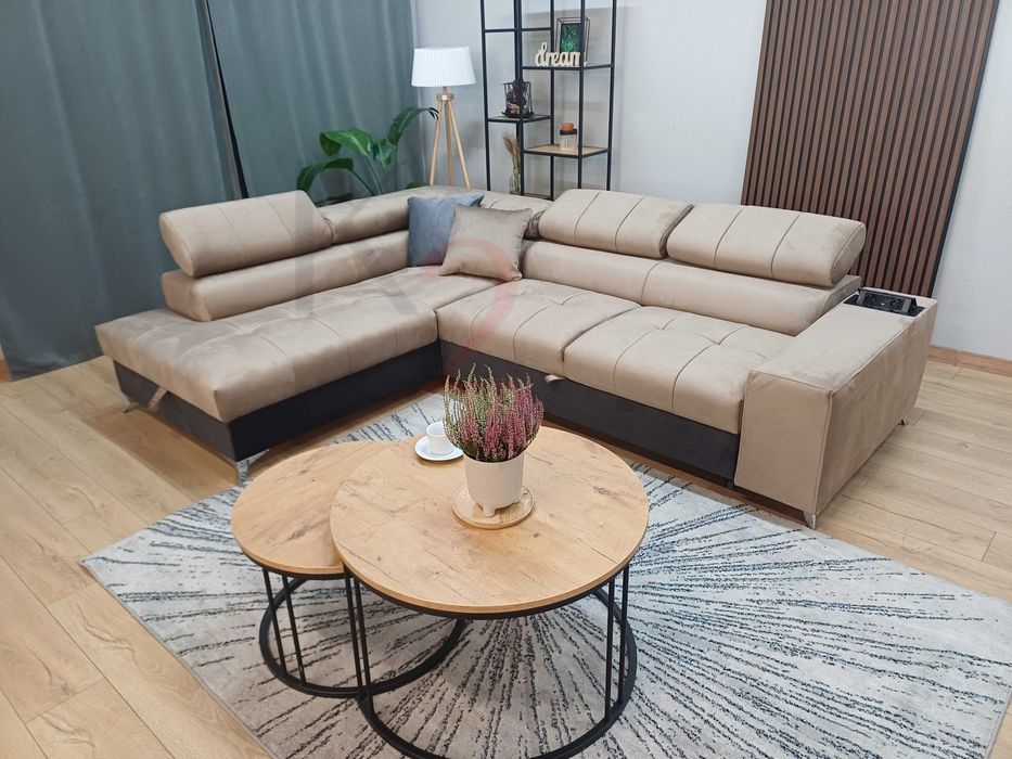 Narożnik  Nowość Fuks + Usb , Rogówka do spania ,Kanapa, Sofa +Gratis