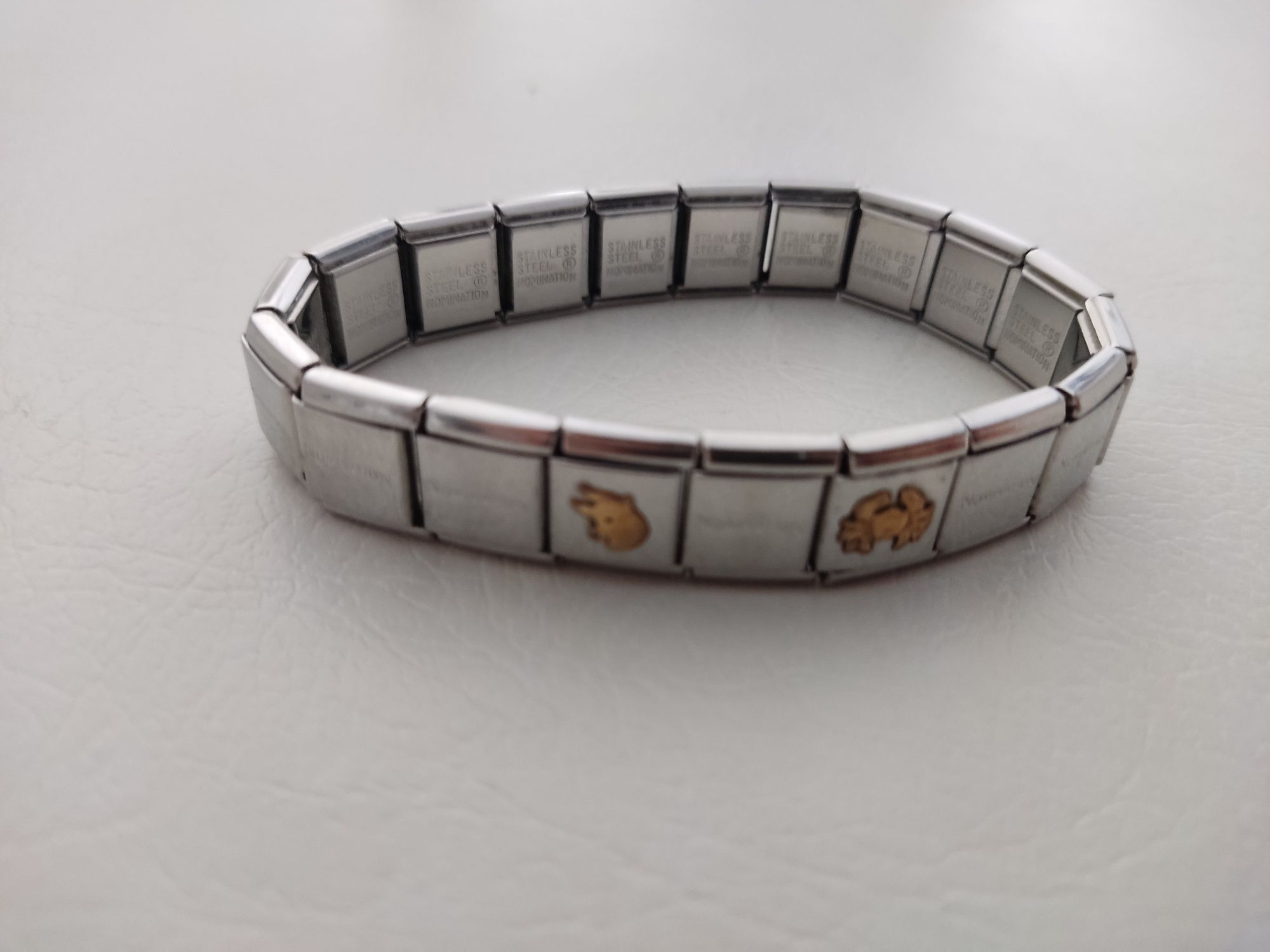 Pulseira nomination com duas peças em ouro