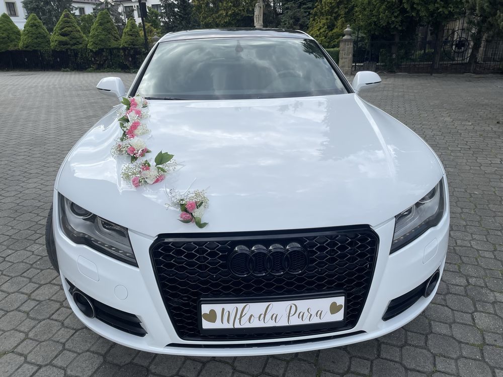 Samochód do Ślubu białe Audi A7 SUPER PROMOCJA  CENA Z DEKORACJĄ