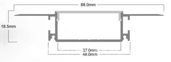 LED профіль, шириною 88х48х18,5мм