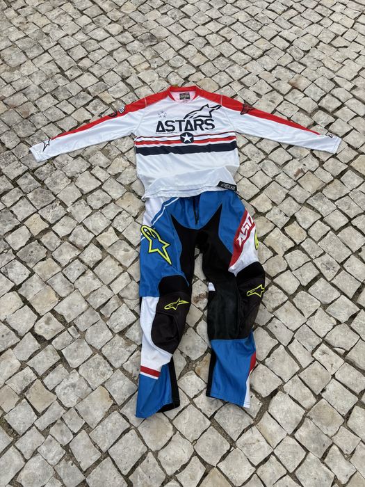 Equipamento motocross enduro alpinestars off road fato cross