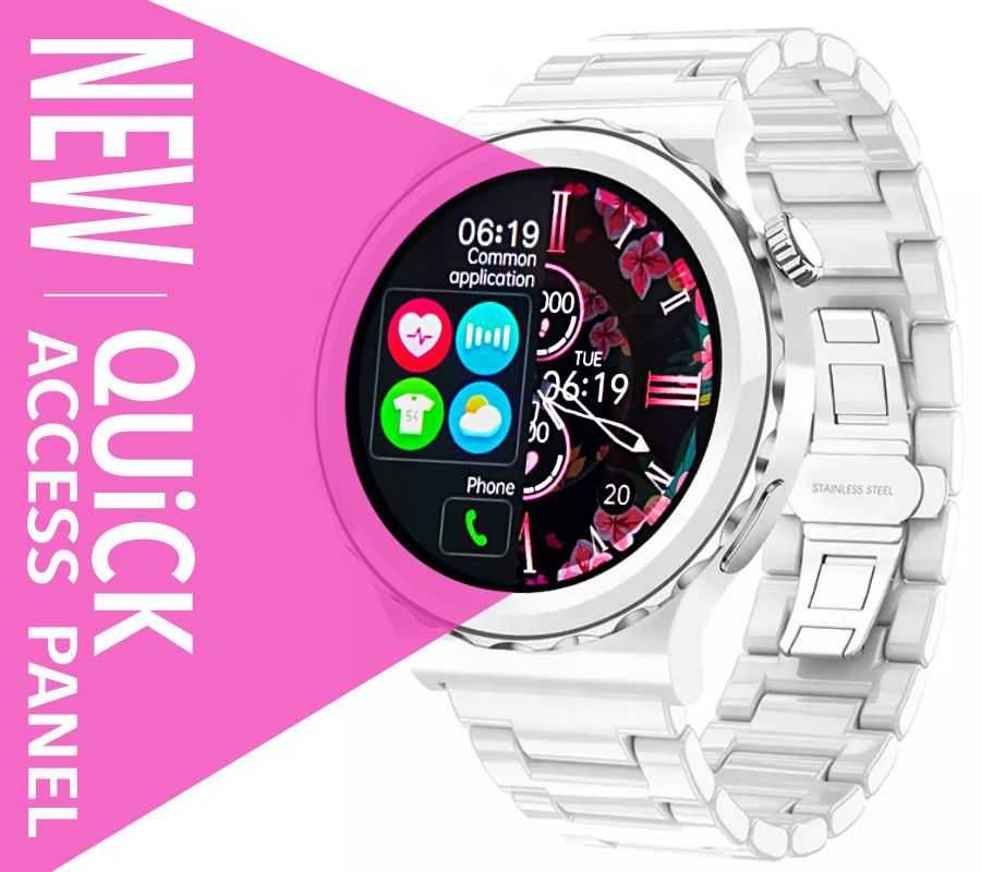 Smartwatch Damski Rubicon Bransoleta + Biały Silikonowy Pasek