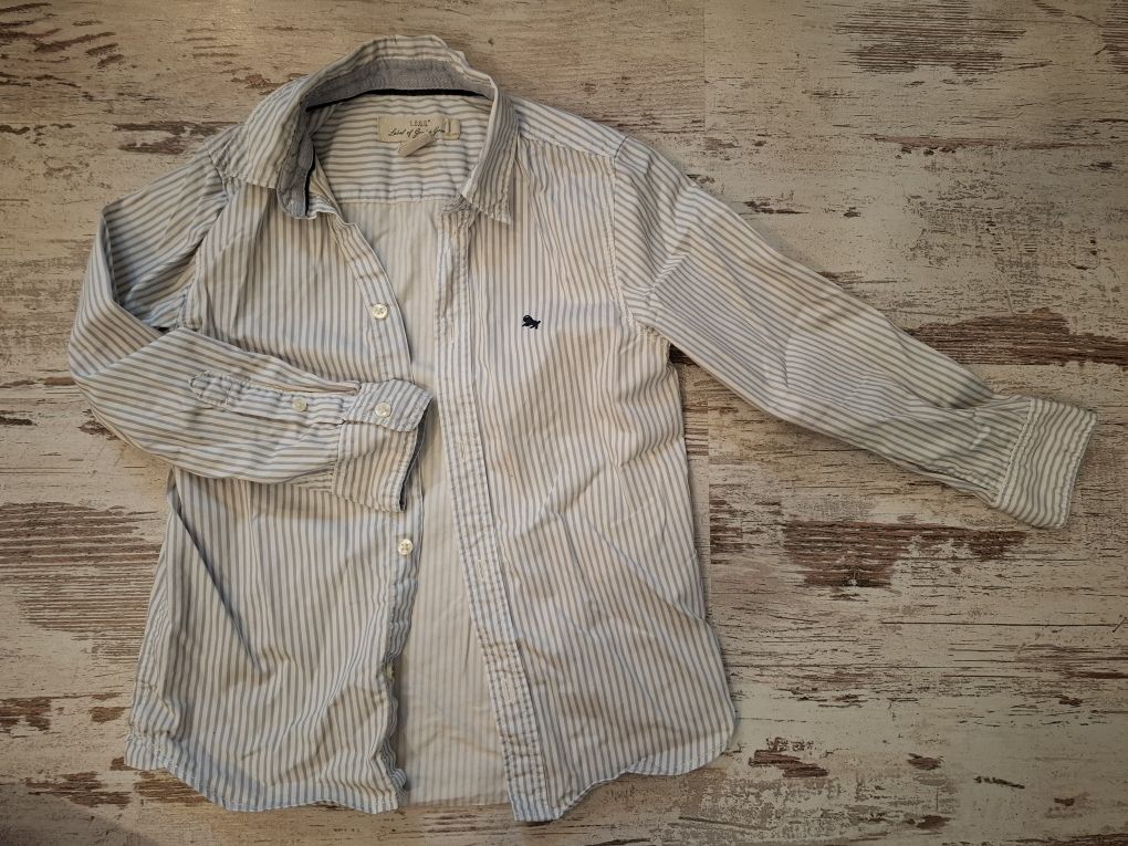 Koszula H&M 122 jasno niebieska/biała