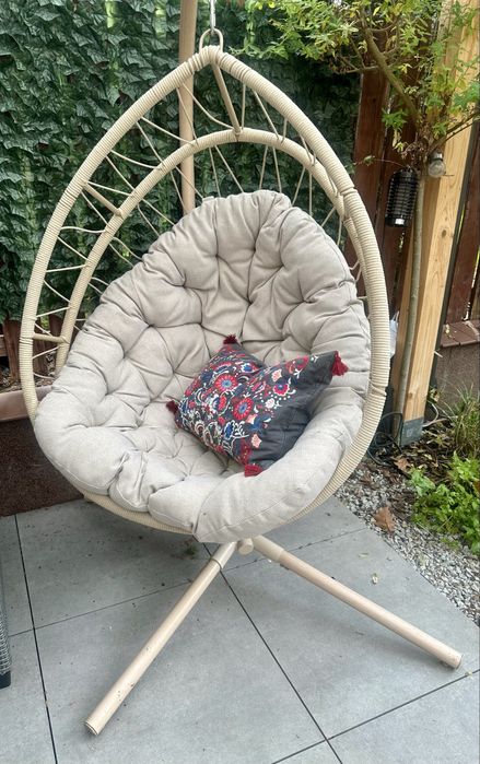 Fotel wiszący kokon Ovo składany beżowy Naterial