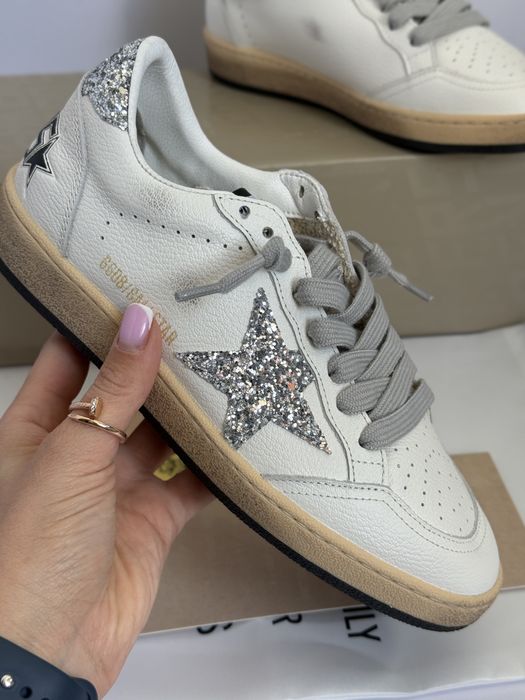 кеди голден гус шкіряні білі жіночі Golden Goose GGDB з блискітками -