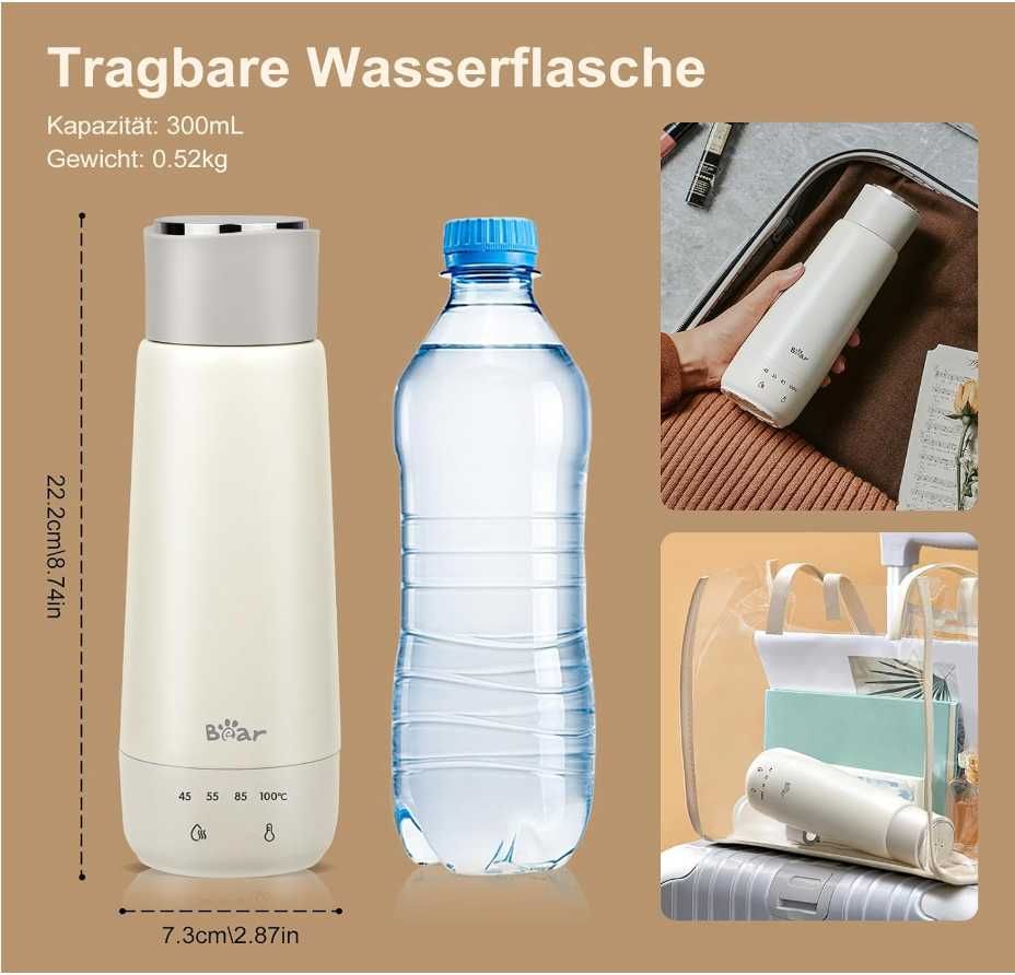 Termos Bear 300 ml 4-temperaturowy, podróżny czajnik elektryczny