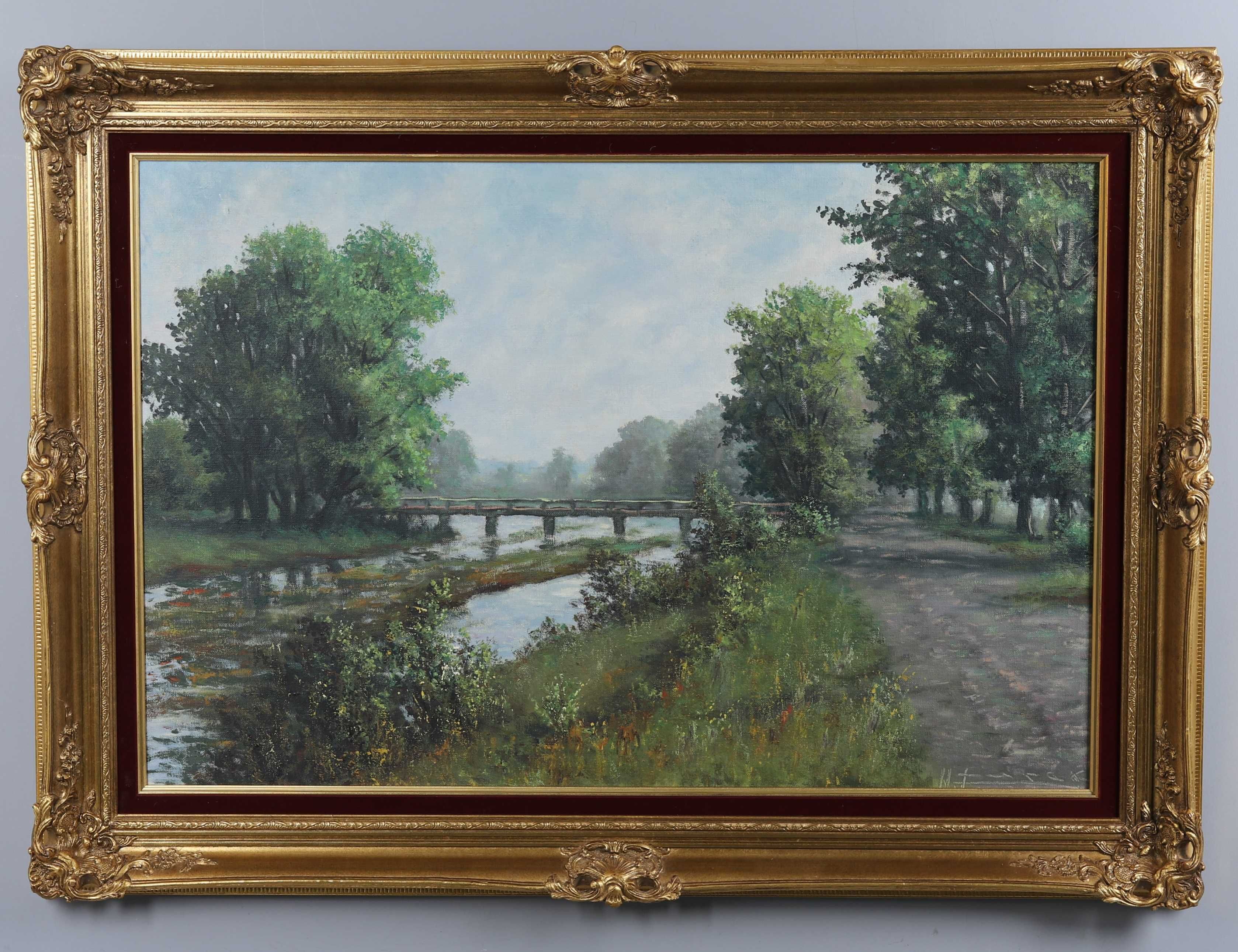 Polski krajobraz, olej/płótno, Wacław Kurek ur. 1913 zm.1981