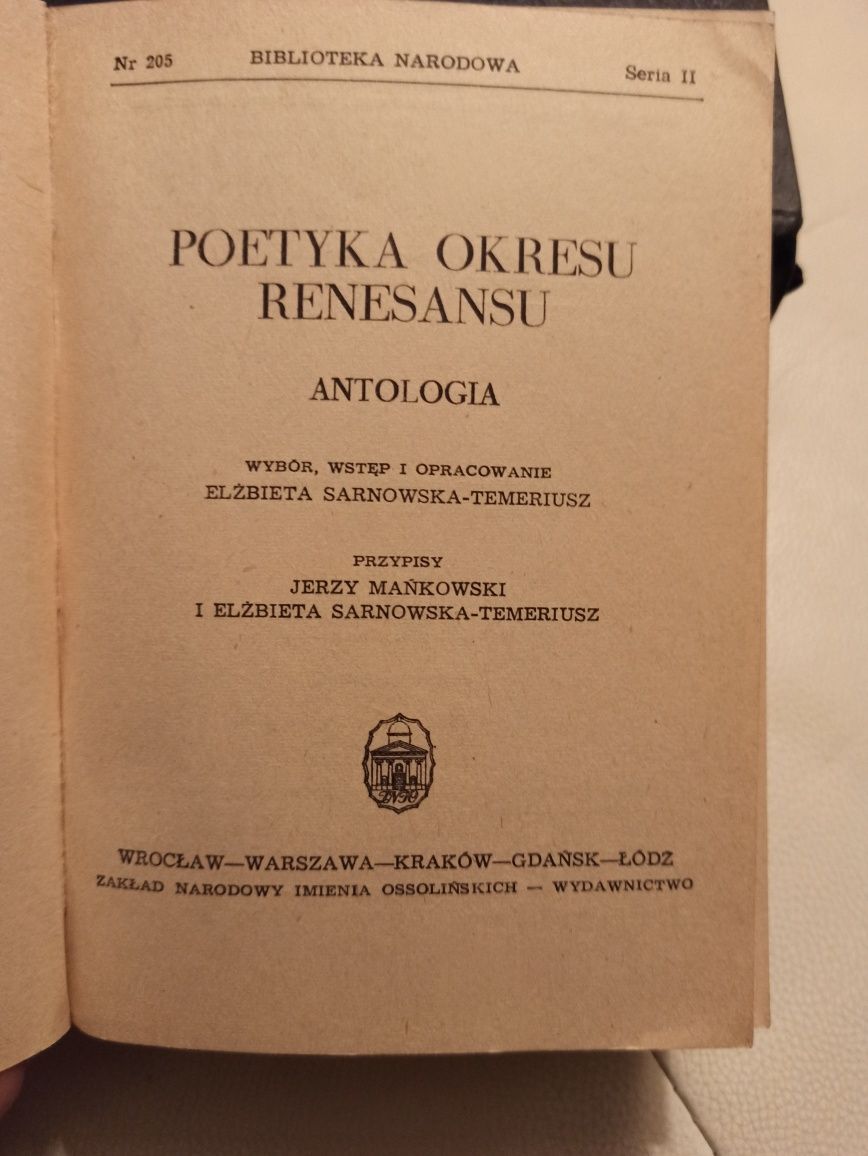 Antologia Poetyka okresu renesansu