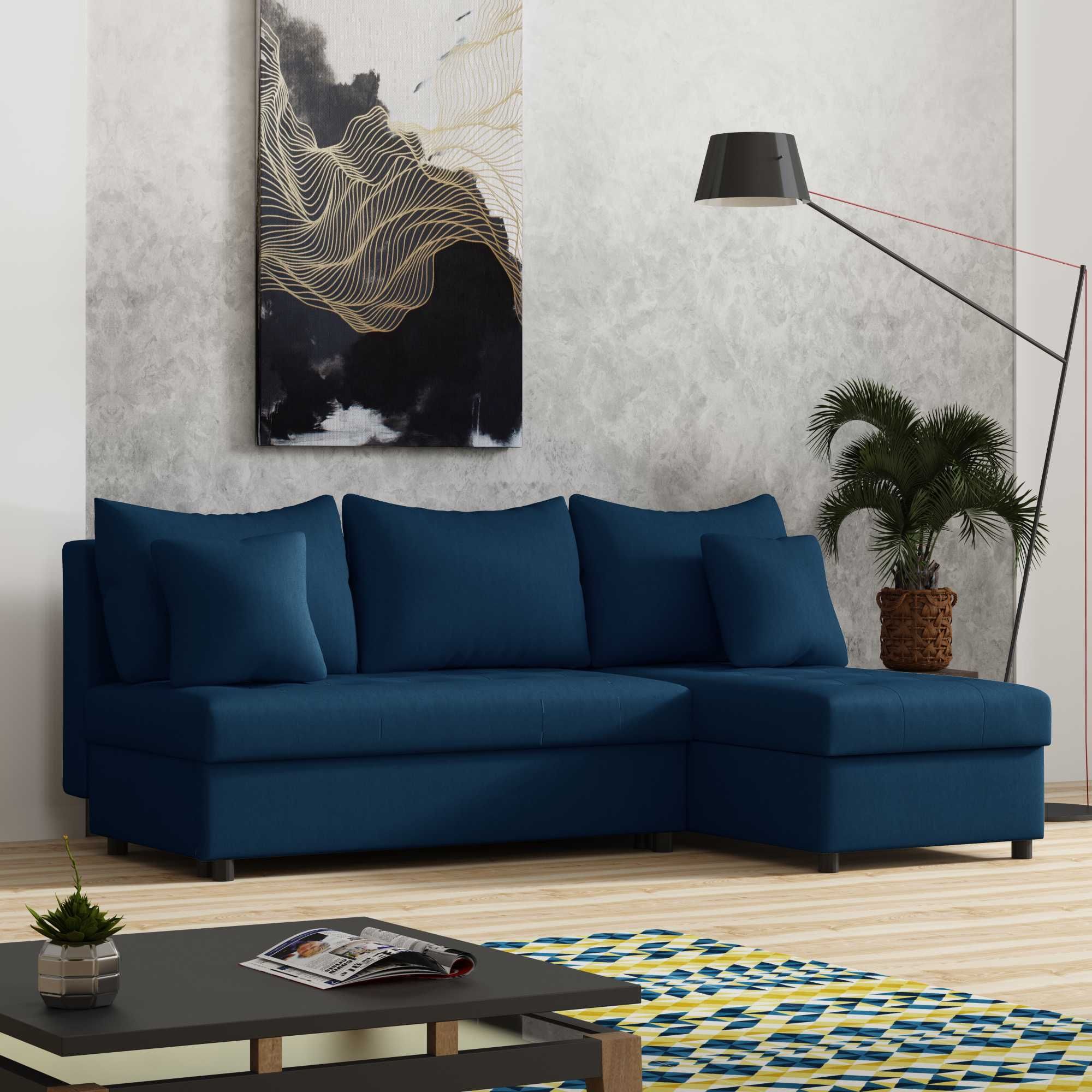 Narożnik rozkładany WELUR darmowa dostawa Poduszki Wypoczynek Sofa
