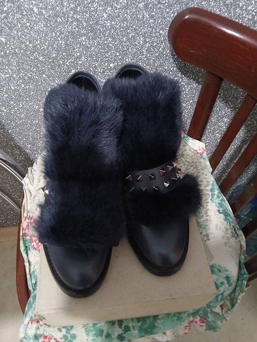 Ботинки из натуральной кожи, осенние с отделкой натуральным мехом