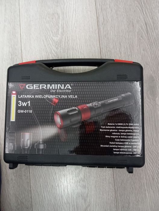 Latarka akumulatorowa Germina VELA 3w1 (wymienne głowice) 2200mAH