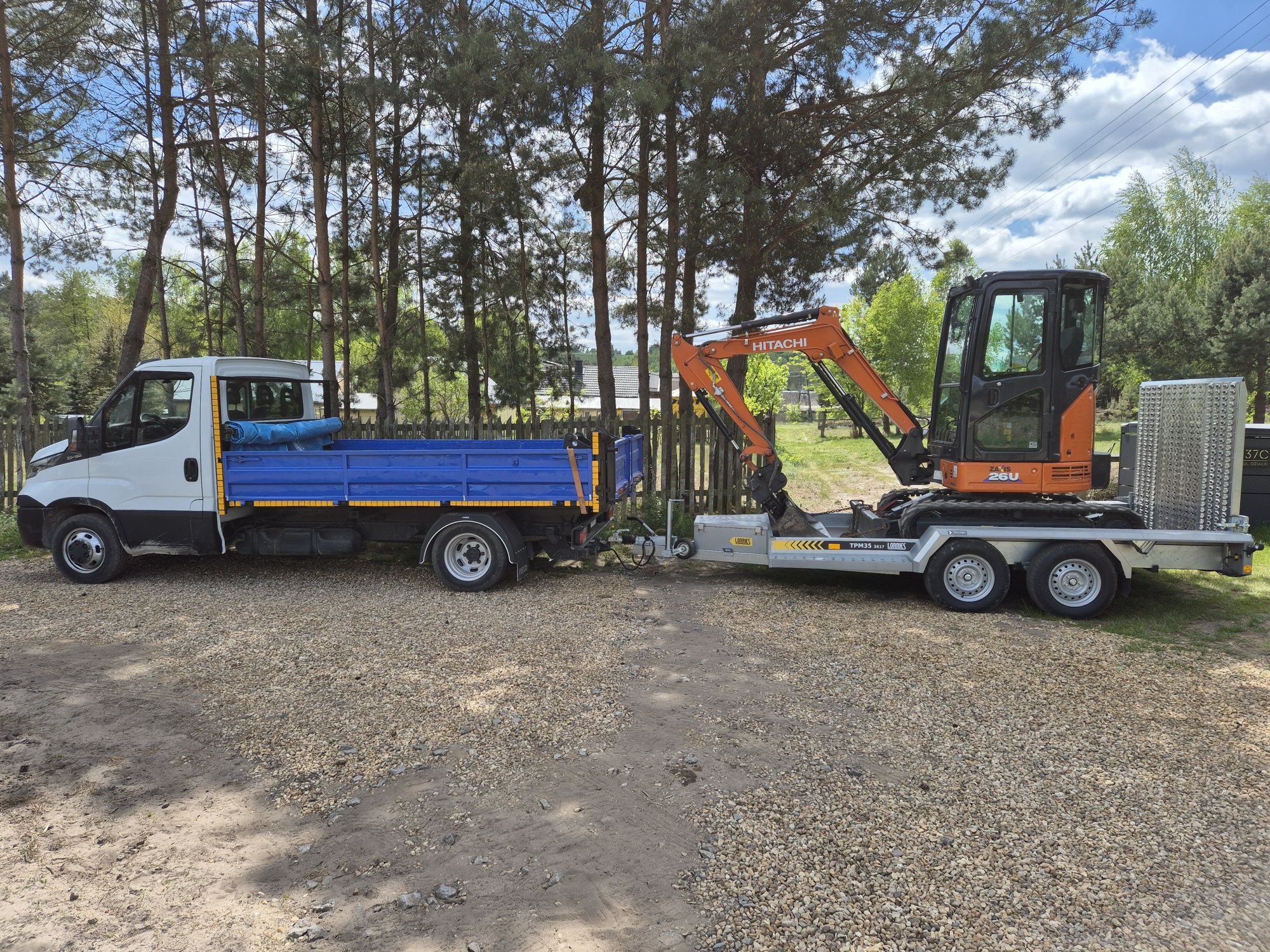 150zl Usługi Minikoparką 2.8T oraz Wywrotką do 3.5 T