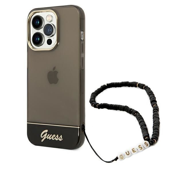 Guess Etui Translucent Pearl Strap do iPhone 14 Pro 6,1" - Czarny