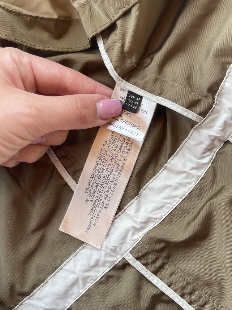 Śliczna kurtka pikowana wiatrówka Massimo Dutti XS khaki