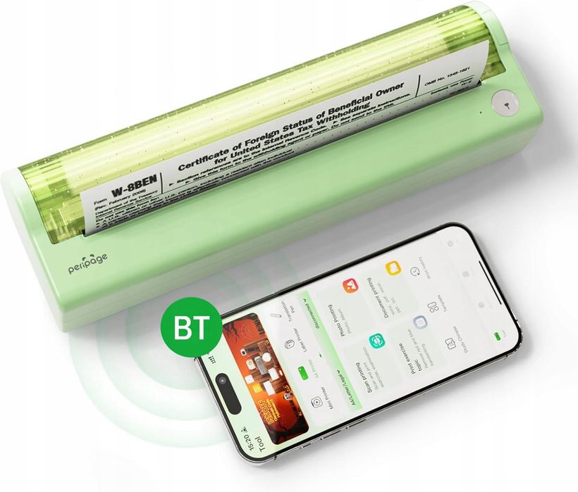 Drukarka mobilna Bisofice P80 A4, kompatybilna z Android/iOS/Win/Mac