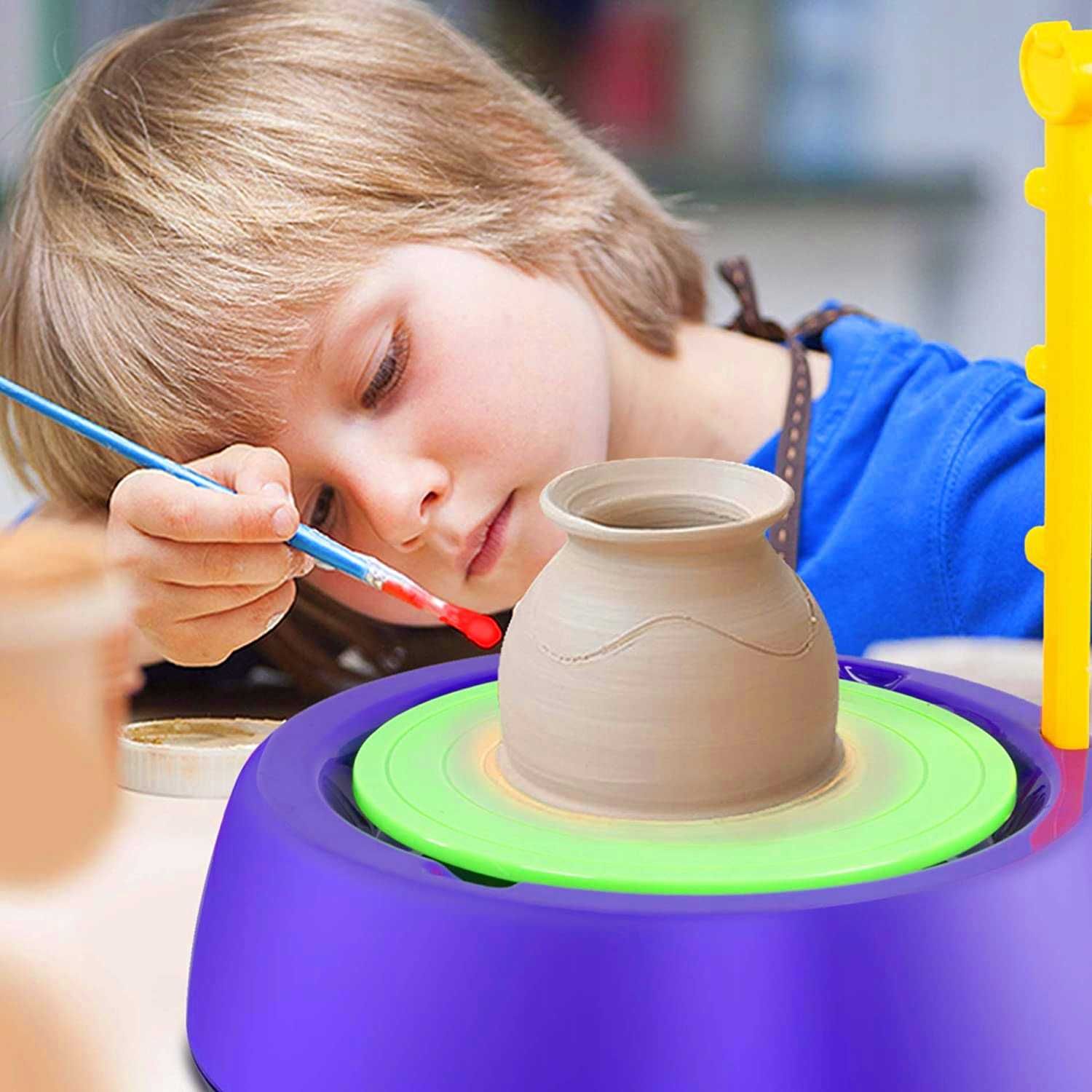 Детский гончарный круг,творческий набор глина и краски для детей